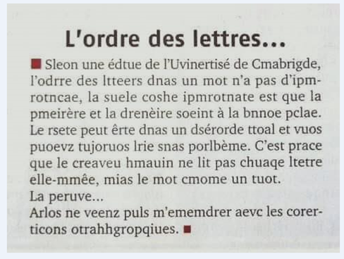 texte modifiant l'ordre des lettres